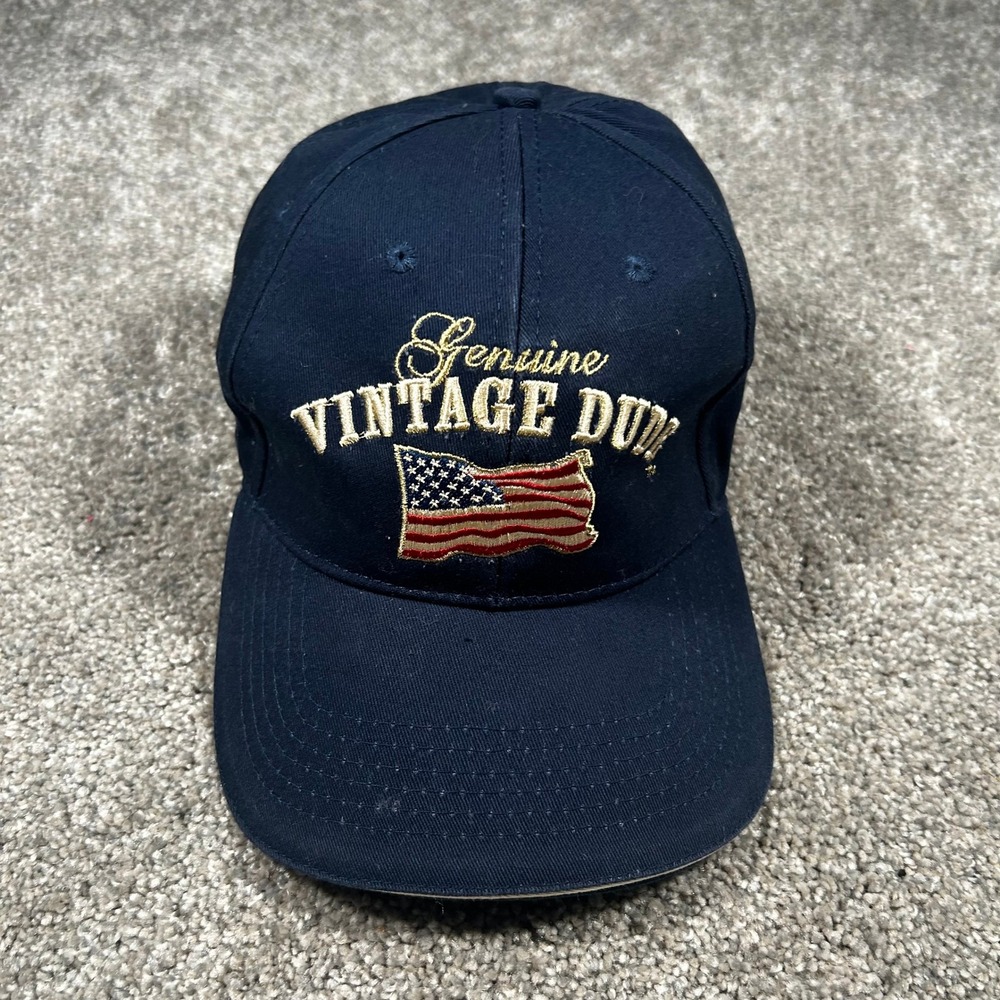 Laid Back Genuine Vintage Dude American Flag Navy Blue Baseball Cap Hat
